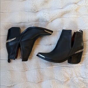 Jeffrey Campbell Black Ankle Boots with Silver Details